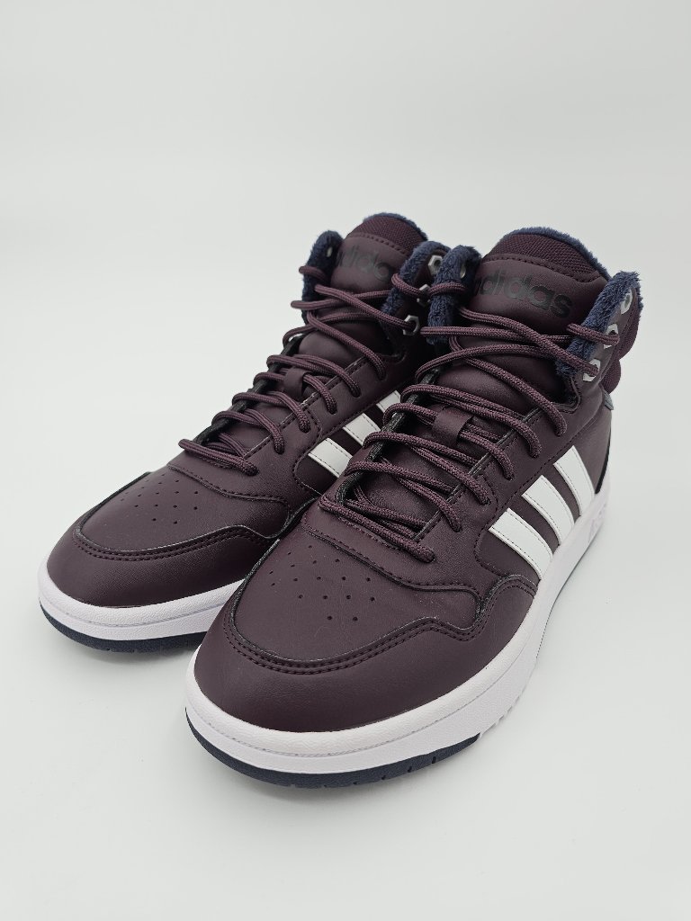 Adidas Hoops 3.0 Mid Wtr Dark Purple White Sneakers Shoes Womens Size 7.5 New